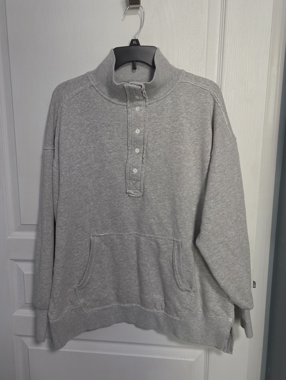 AERIE Oh Snap! Sweatshirt Mockneck Relaxed Cotton Heather Gray Women's medium